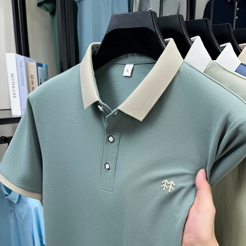 Quality Man Short-Sleeved Polo Shirt Lapel Button Pattern Printing Summer New T-Shirt Business Casual Outdoor Sports Men's Wear