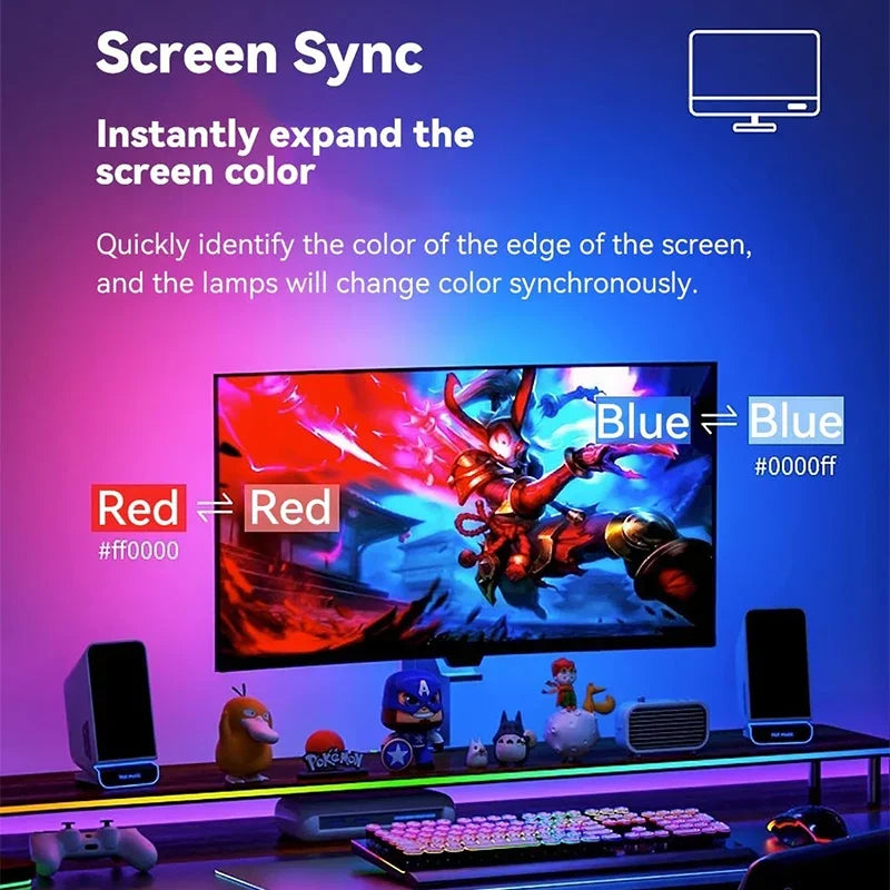 បន្ទះភ្លើង LED អេក្រង់ Ambilight RGB ភ្លើងកុំព្យូទ័រ Sync Color Monitor Ambient Lighting PC Backlight Pickup សម្រាប់បន្ទប់លេងហ្គេម