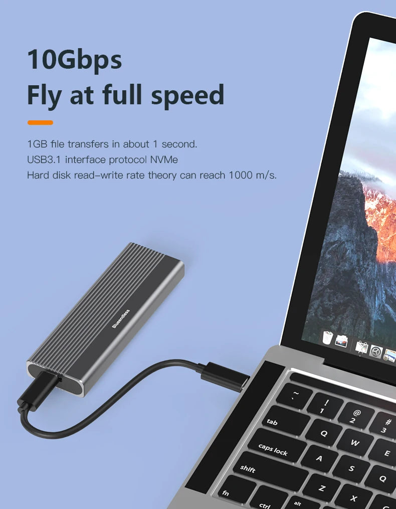 ស្រោម SSD M2 ពិធីការពីរ Blueendless NVME Enclosure M.2 ទៅ USB Type C 3.1 SSD Adapter សម្រាប់ NVME+NGFF SSD Disk Box M.2 SSD Case