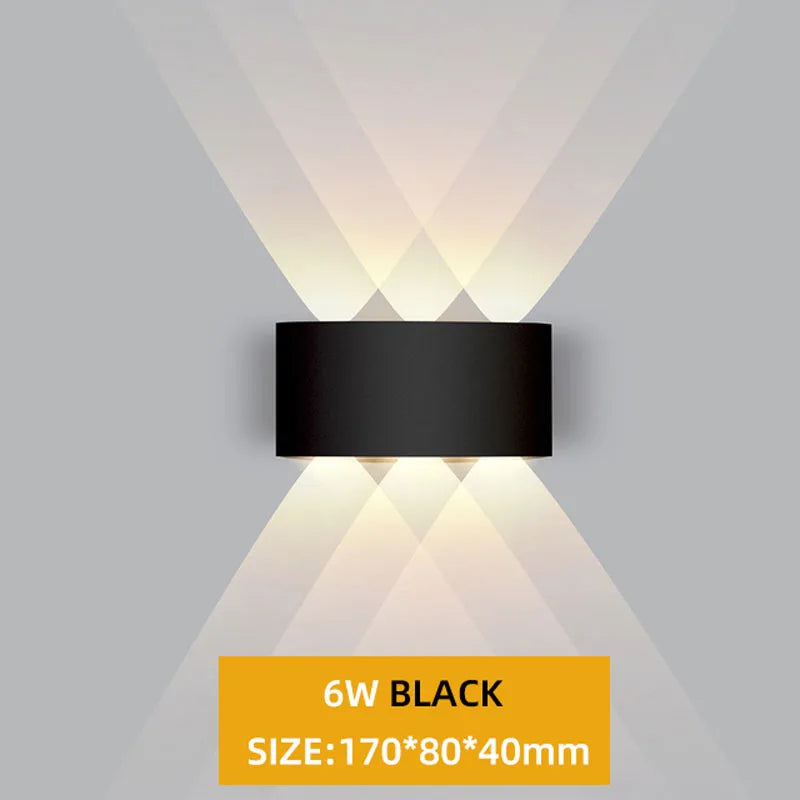 ចង្កៀងជញ្ជាំងខាងក្នុង LED 4W/6W/8W/10W/12W ការពារទឹកជ្រាប IP65 ចង្កៀងជញ្ជាំងអាលុយមីញ៉ូម ចង្កៀងសួនច្បារសម្រាប់បំភ្លឺបន្ទប់ទទួលភ្ញៀវ ជណ្តើរ