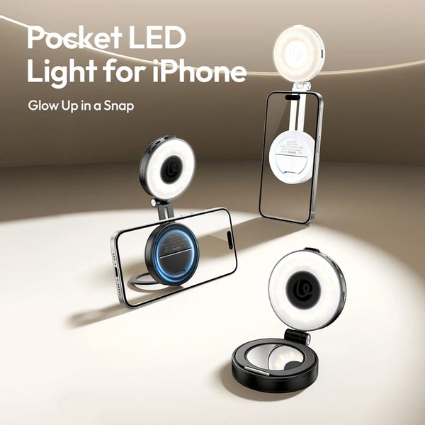 ភ្លើង LED Ulanzi LM23 Magsafe Pocket អាចបត់បាន ភ្លើងវីដេអូ 360 ដឺក្រេ អាចលៃតម្រូវបាន 2500-8500K ពណ៌ពីរ សម្រាប់ទូរស័ព្ទ iPhone 17 16 Android ថតផ្ទាល់
