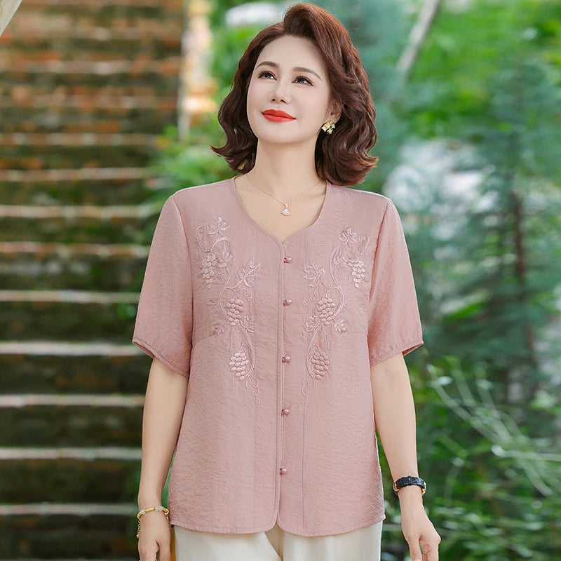 អាវ ប៉ាក់ ដៃខ្លី សម្រាប់ នារី ទាន់សម័យ សម្រាប់ រដូវក្ដៅ អាវ រលុង សម្រាប់ សម្រក ទម្ងន់