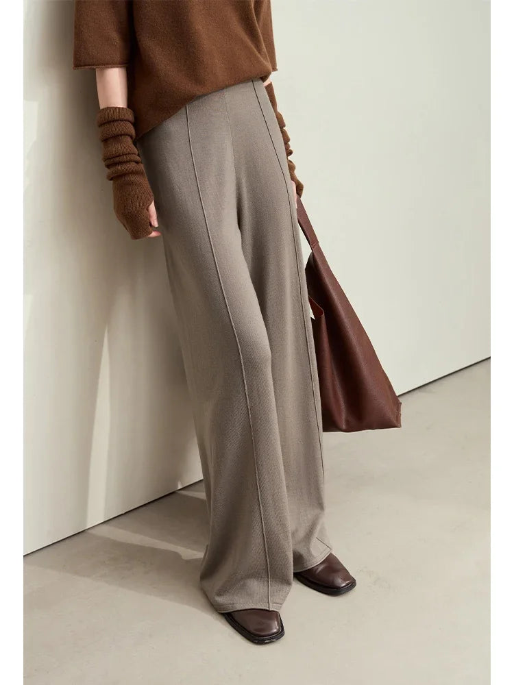 ខោ Amii Minimalism Women's រដូវស្លឹកឈើជ្រុះឆ្នាំ ២០២៥ ខោរោមចៀមចង្កេះយឺតធម្មតាថ្មីសម្រាប់ស្ត្រីម៉ូដខោជើងធំ ១២៤៤៣១៧៨
