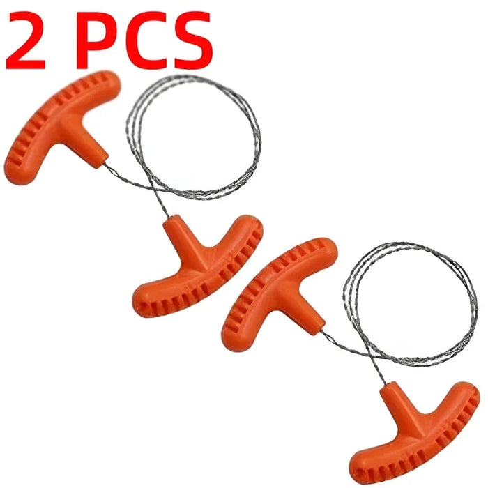 Outdoor Manual Hand Steel Wire Saw Survival Tools Hand Chain Saw Cutter Portable Travel Camping Emergency Gear Steel Wire Kits 2 Pcs Orange