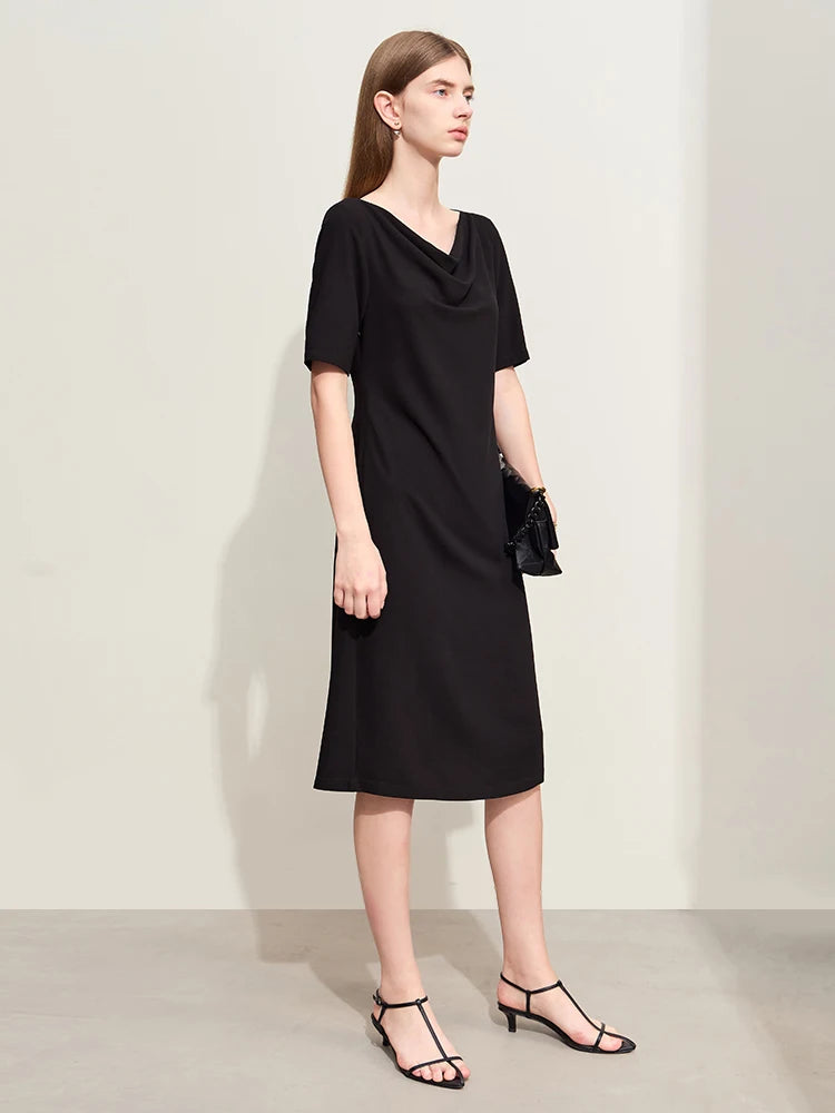 រ៉ូប Amii Minimalism A-Line សម្រាប់ស្ត្រីរដូវក្តៅឆ្នាំ ២០២៥ រ៉ូបការិយាល័យថ្មីសម្រាប់នារីការិយាល័យកអាវពាក់កណ្តាលដៃអាវស្តើងយឺត ១២៤៤២១០៦