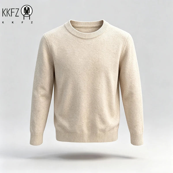 Male Urban Casual Crew Neck Knit Pullover Long Sleeve Ribbed Hem And Cuff For City Commute Street Leisure Cold Season Look