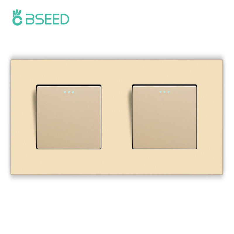 BSEED 1/2/3Gang 1Way Mechanical Light Switch Plus Electrical Outlets Plastic Frame Wall Switch On Off Power Socket