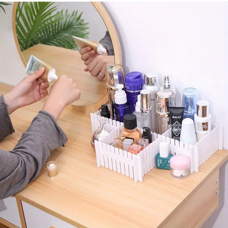 4pcs Plastic Desk & Drawer Organizer Dividers, Adjustable Partition Storage System for Office, Dorm, Home.Organize the grid.