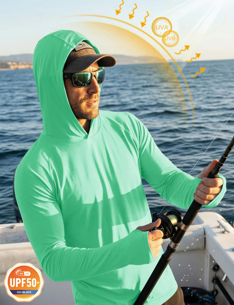 TACVASEN UPF 50+ Sun Protection T-Shirts Mens Long Sleeve Hoodie Casual Quick Dry T-Shirts Outdoor Hike Sports Run Pullover Tops