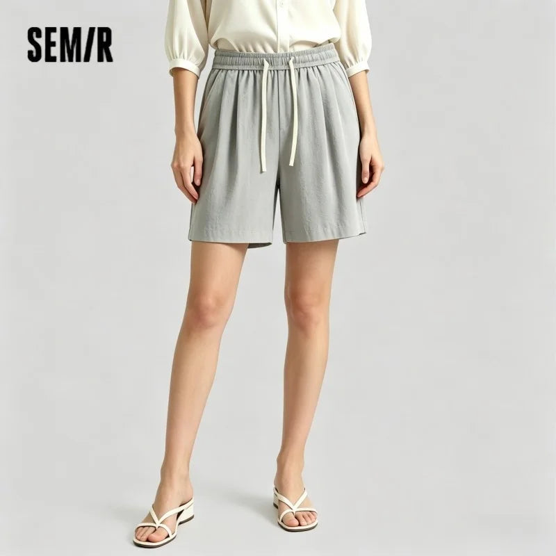 Semir Womens Shorts 2026 Pleated Texture Draped Elastic Waist A Line Loose Casual Style