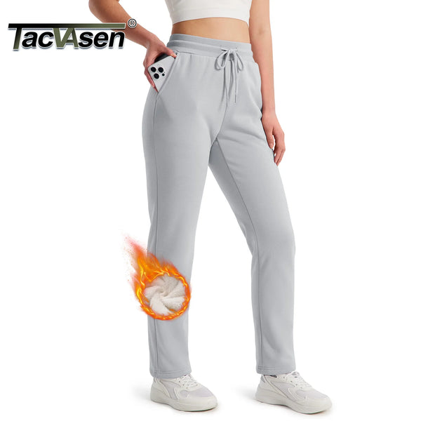 TACVASEN Womens Winter Warm Fleece Lined Sweatpants Waterproof with 2 Deep Pockets Pants Elastic Waistband Thermal Sherpa Pants