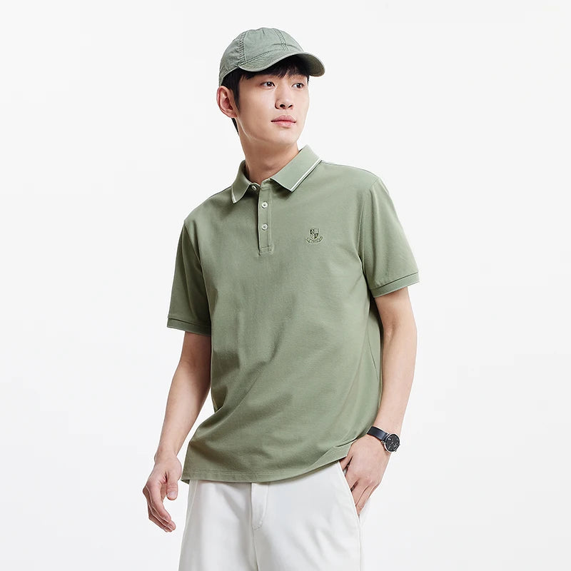 Semir Mens Polo 2026 Short Sleeve Cool Feeling Antibacterial Tops Color Block Lapel Casual Style Soft Daily Wear