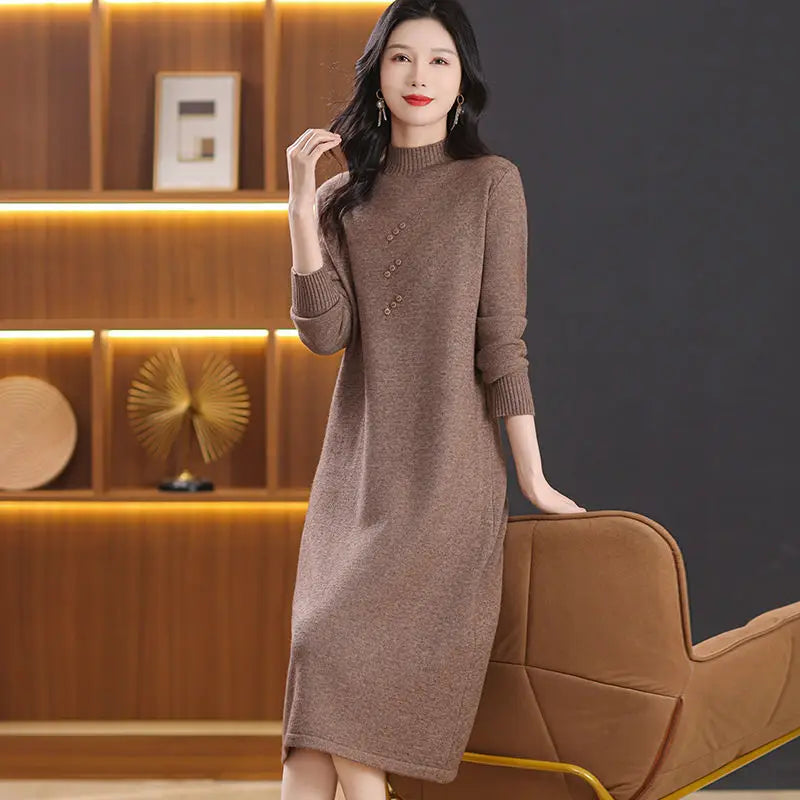Pull Winter Clothes Woman Warm Woolen Long Dress Turtleneck Spring Autumn Pullover Women’s Sweater Basic Wear Jumper Female