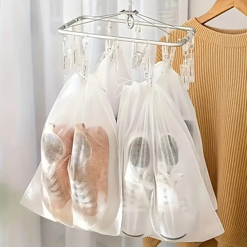 10pcs Portable Shoe Storage Bags, Non-Woven Travel Organizer, for shoes,with Drawstring Closure,Hanging Shoe Storage Bag