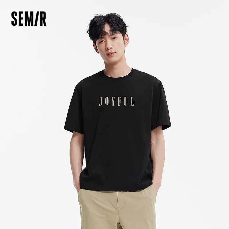 Semir Mens Tshirt 2026 Knitted Inner Wear Printed Crew Neck New Style Versatile Casual Soft Daily Wear