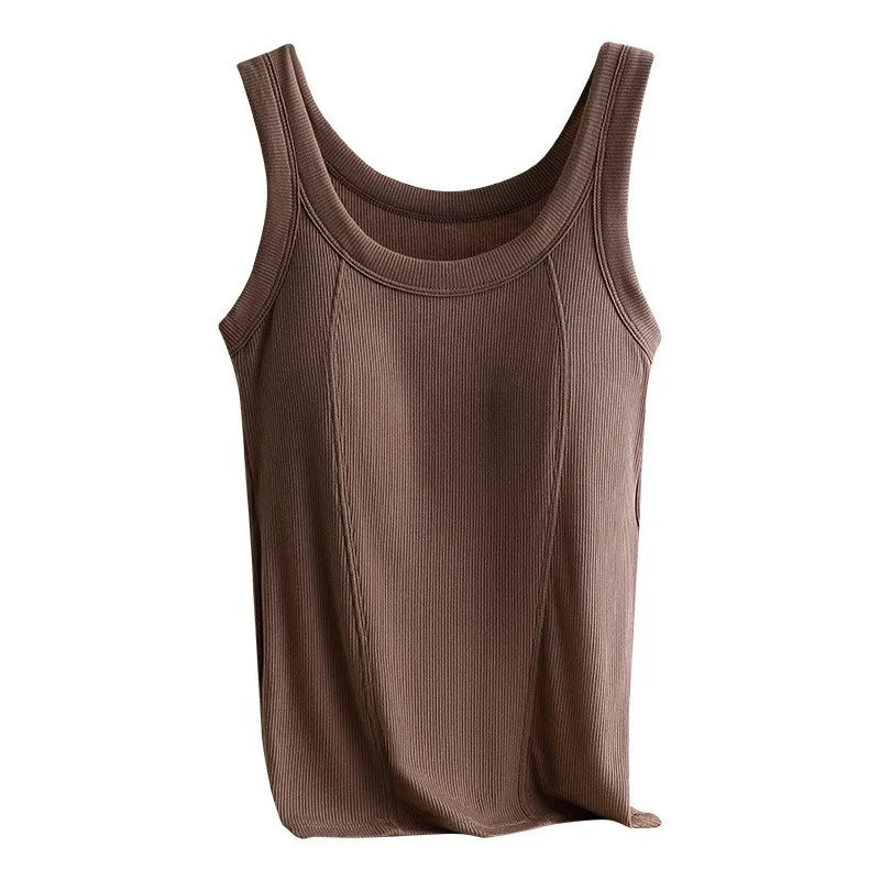 Chest Pad Modal Vest Women's Large Size Bottoming Shirt Slim Spring Summer One Piece Pajamas Top Casual Sleeping Wear Underwear