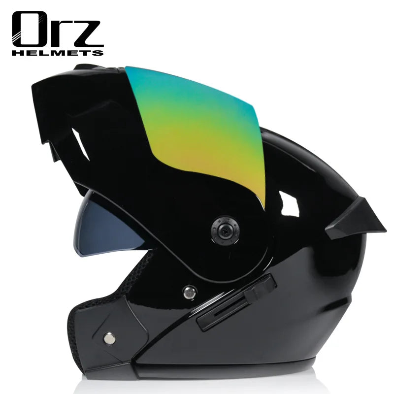 ORZ-901 professional motorcycle sports flip helmet ABS material modular dual lens full face helmet DOT certification
