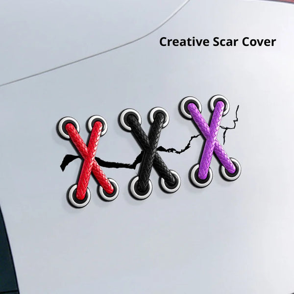 SEAMETAL 1/3pcs Universal Car Motorcycle Decals PVC Funny Cross Shoelaces Adhesive Decorative Stickers for Car Styling Accessory