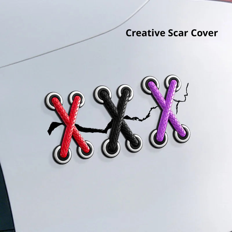 SEAMETAL 1/3pcs Universal Car Motorcycle Decals PVC Funny Cross Shoelaces Adhesive Decorative Stickers for Car Styling Accessory