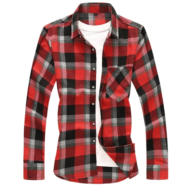 2026 New Men's Classic Striped Plaid Shirt, Short Sleeve/Long Sleeve Available, Shirts with Left Chest Pocket M-5XL 6XL 7XL