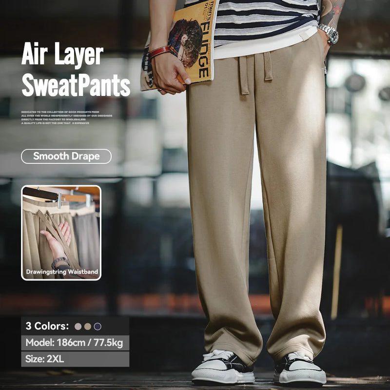 Maden 2023 Autumn Casual Air Layer Sweatpants Cityboy Loose Wrinkle Stretch Straight Leg Sports Pants Men's Baggy Trousers