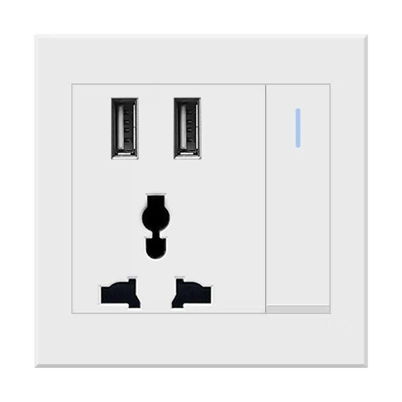 Depoguye Universal USB wall socket with light switch, 2.1A dual USB phone charging port, switch control socket  AC110V -250V