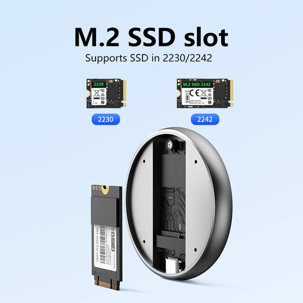 ប្រអប់ Blueendless Magnetic M.2 NVMe 2230 2242 SSD ប្រភេទ C 10Gbps ពី USB3.1 ទៅ NVMe PCI-E ssd សម្រាប់ទូរស័ព្ទដៃ