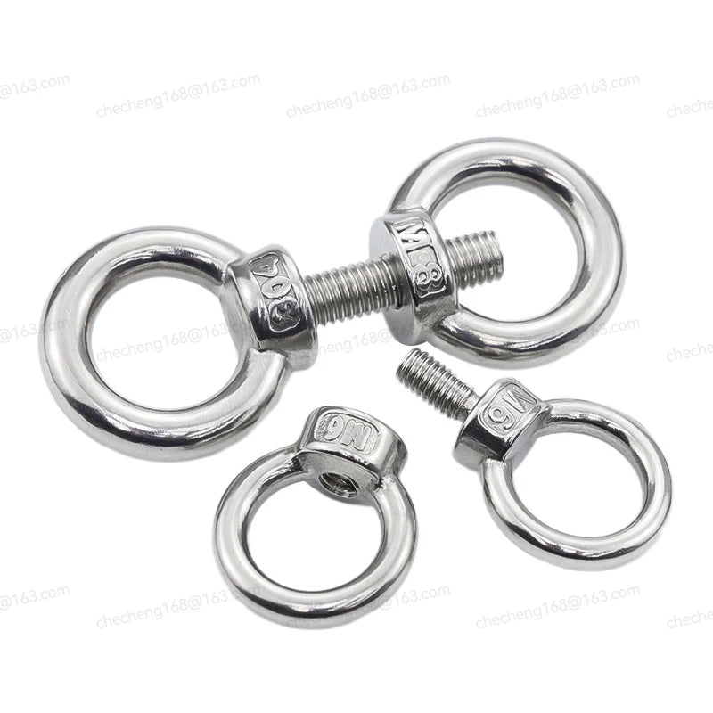 DIVEDEER 1-2Pcs M3 M4 M5 M6 M8 M10 M12 Lifting Eye Nuts/ Screw 304 Stainless Steel Ring Eyebolt Ring Hooking Nut Screws