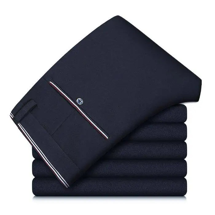 2026 Men's Elastic Casual Pants in Royal Blue And Black Slim Fit Trousers Fashionable Stretchy Leisure Trousers in Chinese.