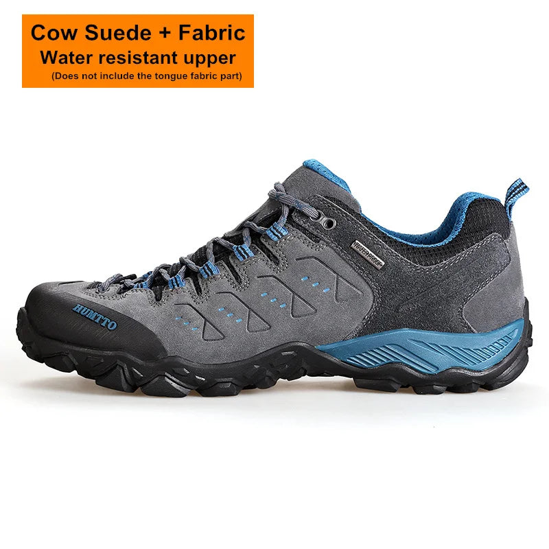 HUMTTO Waterproof Shoes for Men Hiking Shoes Leather Mens Sports Luxury Designer Outdoor Climbing Trekking Walking Sneakers Man