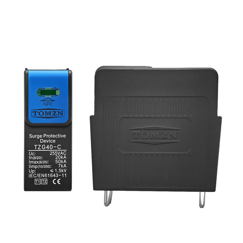 ម៉ូឌុលជំនួស SPD បំពង់បញ្ចេញ PV TZG40 ចំនួន 1 ដុំ AC 255–420V DC 500–1500V 10kA/20kA/30kA ឧបករណ៍ការពារការកើនឡើងក្នុងផ្ទះ