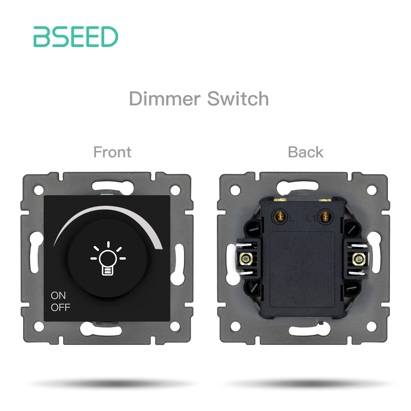 BSEED EU Standard Button Light Switch 1/2Gang 1/2Way Wall Socket USB Type-C DIY Function Parts Glass Panel Free Combination