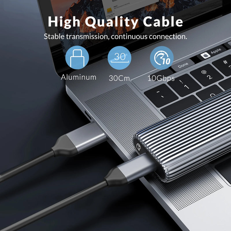 ORICO Tool Free Aluminum M2 NVMe SSD Enclosure 10Gbps PCIe Type C M.2 SSD Case NVMe M Key Solid State Drive Case Support UASP