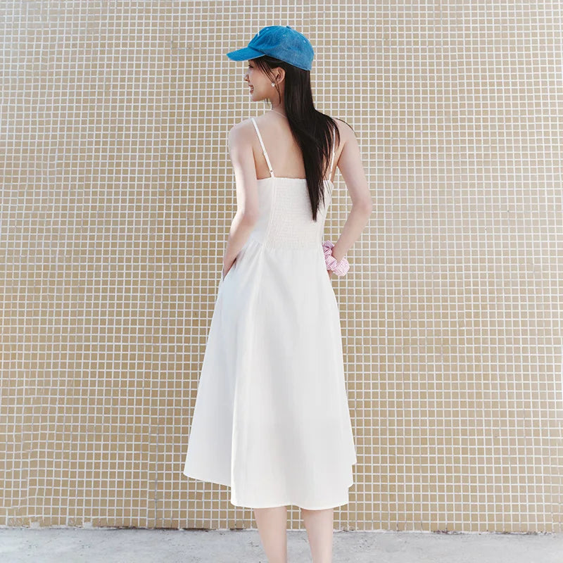 Semir Dress Women Elegant Solid Color Versatile Fashion Gentle 2025 New Summer Minimalist Strappy Dress for Chic Outfits