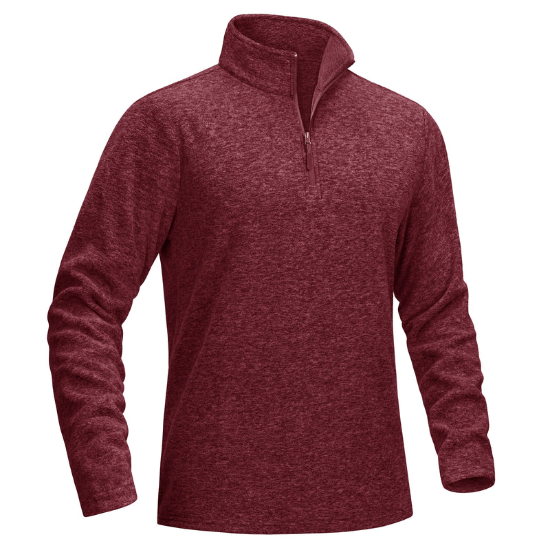 TACVASEN Men's Quarter Zip Up Fleece Pullover Warm Windproof Sweaters High Stand Collar Polyester Sweatshirts Fit Hike And Golf