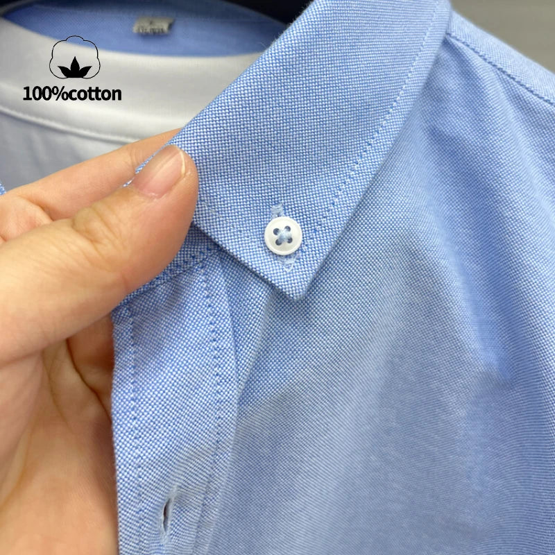 High-quality men's long-sleeve shirt made of 100% cotton, breathable, sweat-wicking, suitable for business or casual wear.M-4XL