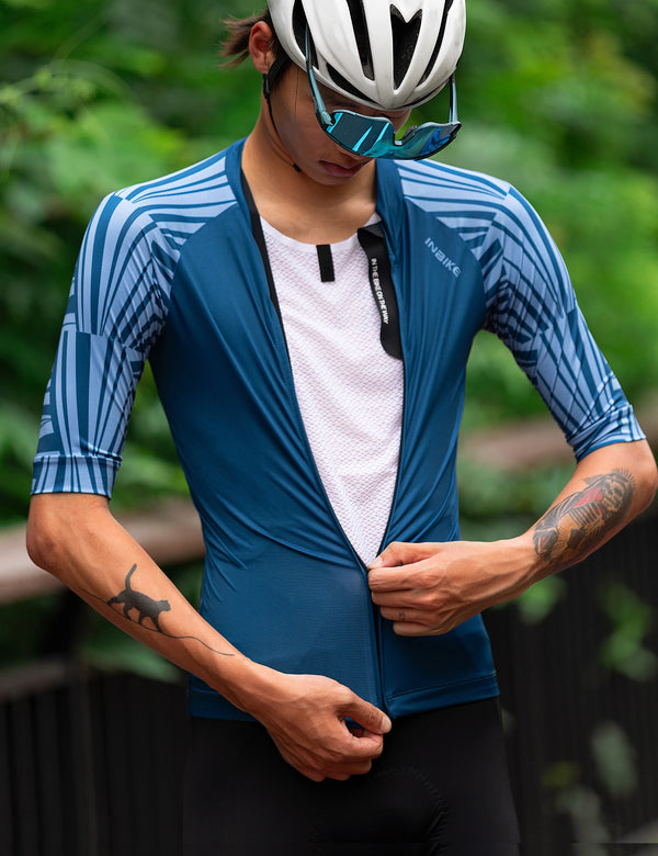 INBIKE Pro Road Cycling Jersey Bib Shorts Set Men's Short Sleeve Suit 3D Gel Padded Bib Quick-Dry Mountain Bike Clothing Man