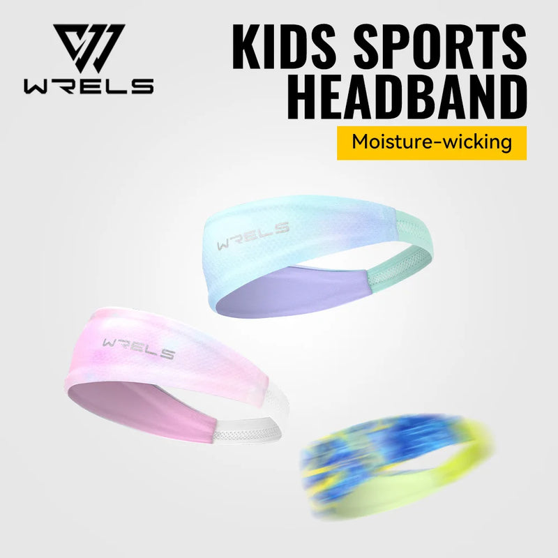WRELS Kids Headband Children Sweatband Soft Cotton Non Slip Breathable Elastic Hair Band Boys Girls Soccer Basketball Athletic