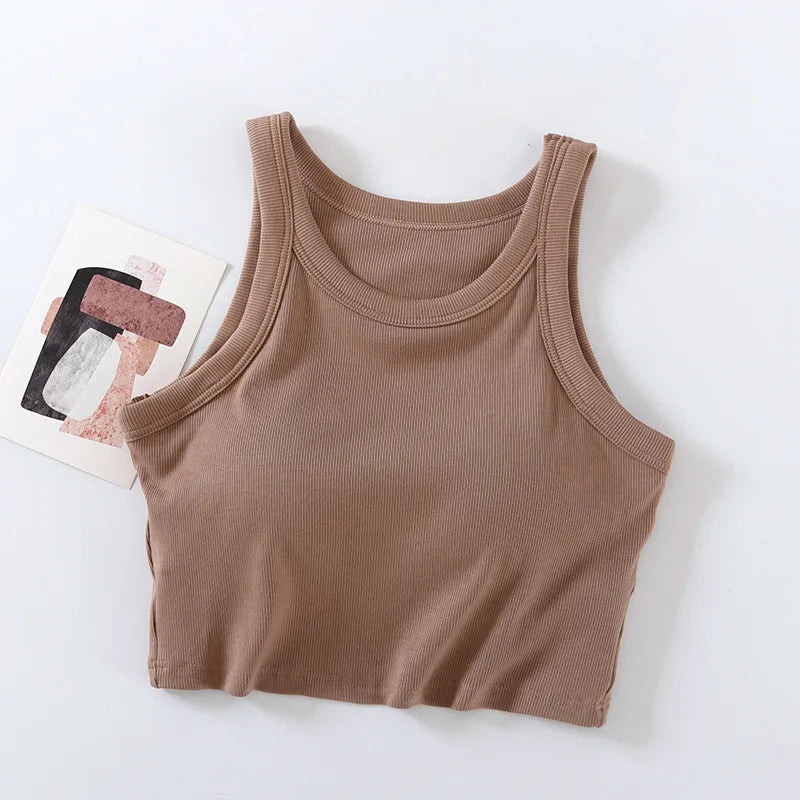 Modal Chest Pad Vest Nightwear Short Inner Bra Cup Suspender Underwear Women's Summer Pajamas Tops One Piece Sleep T-Shirt