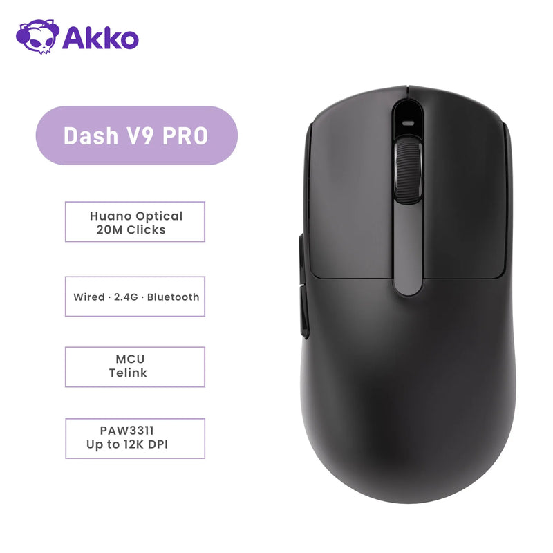 Akko Dash V9 Master/Pro Mouse PAW3955 / PAW3315 / PAW3311 Sensor 40g±3g Ultralight Ergonomic 8K Wireless E-sports Gaming Mouse