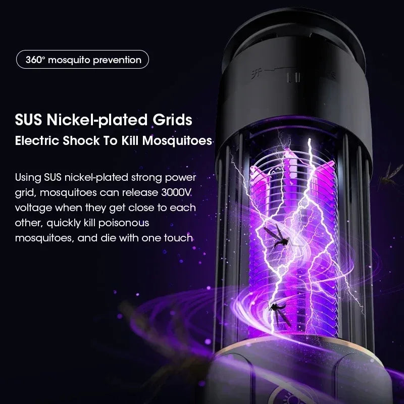 Rechargeable USB Insect Repellent Lure Lamp Solar Electric Mosquito Killer Lamps Timing 2-in-1 Portable Outdoor Camping Light