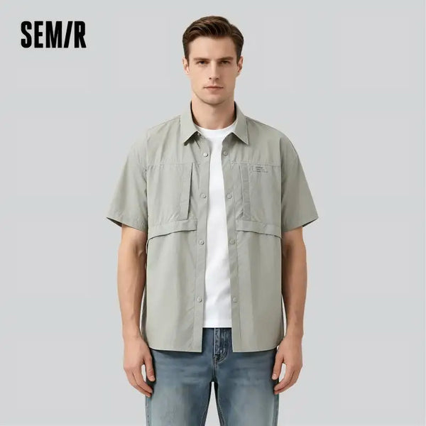 អាវបុរស Semir ការពារកាំរស្មីយូវី មានអារម្មណ៍ត្រជាក់ ដៃខ្លី រលុង អាវក្រៅផ្ទះ 2026 ទន់ ស្រួល ម៉ូដពាក់ប្រចាំថ្ងៃ