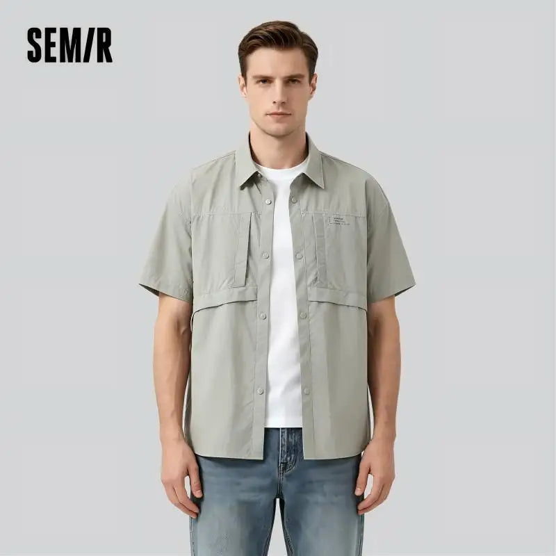 Semir Men Shirt UV Protection Cool Feeling Loose Lapel Short Sleeve Outdoor Casual Top 2026 Soft Comfortable Fashion Daily Wear