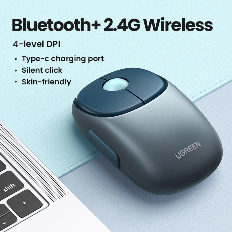 UGREEN Slim Wireless Mouse Rechargeable Bluetooth 5.0 3.0 2.4G  4000 DPI Charging Bluetooth Mouse For MacBook iPad Tablet Laptop