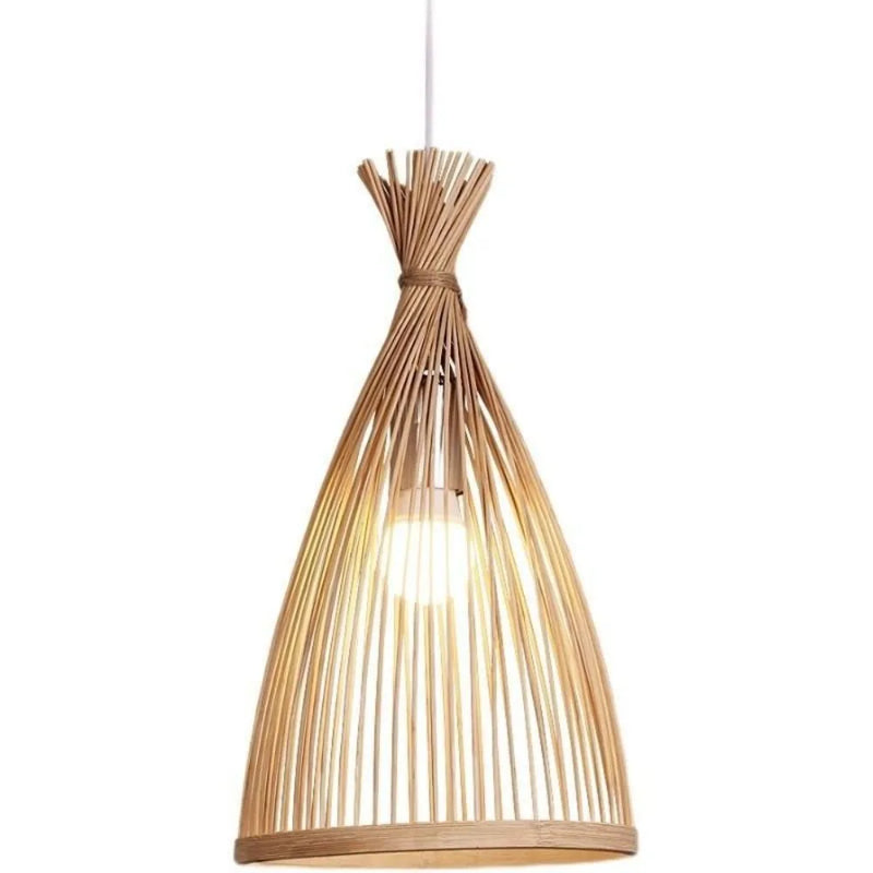 Bamboo Lampshade Led Pendant Lamp Natural Rattan Wicker Ceiling Chandeliers Hand Woven E27 Lighting Fixtures Hanging Light