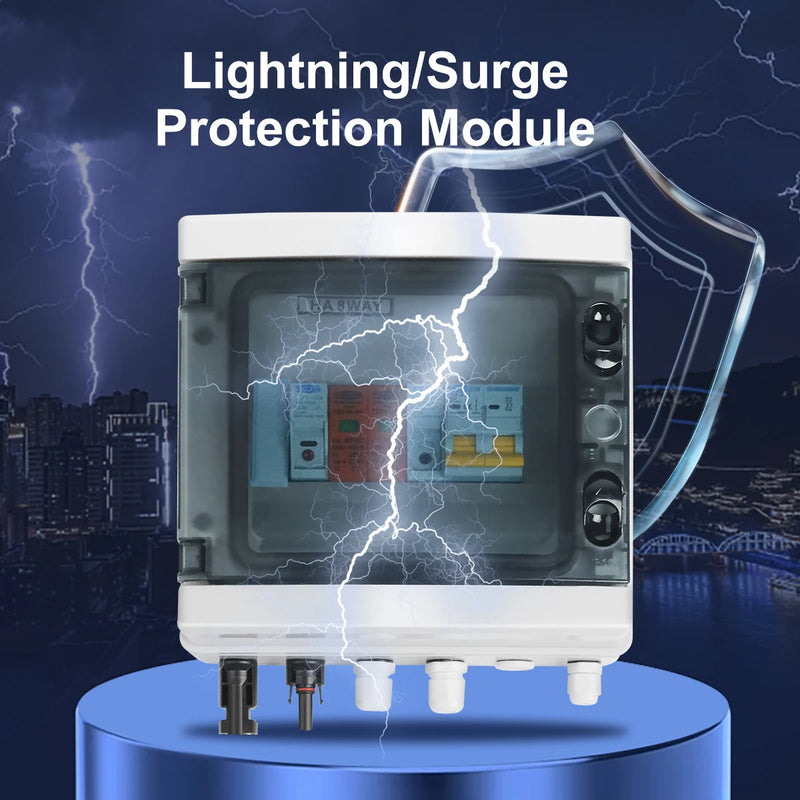 TOMZN Solar Photovoltaic PV Combiner Box With Lightning Protection 1 Input 1 Out DC 600V Fuse MCB SPD Waterproof Box IP65