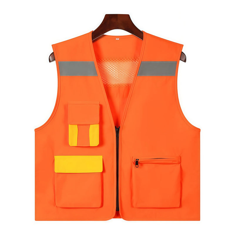 2026 New Vest for driving multi-pocket night protective sports vest breathable mesh coat work clothes printed logo