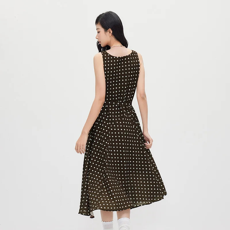 Semir Women Dress Sleeveless Chiffon Midi Vintage Elegant Polka Dot Temperament 2026 Summer Casual Top
