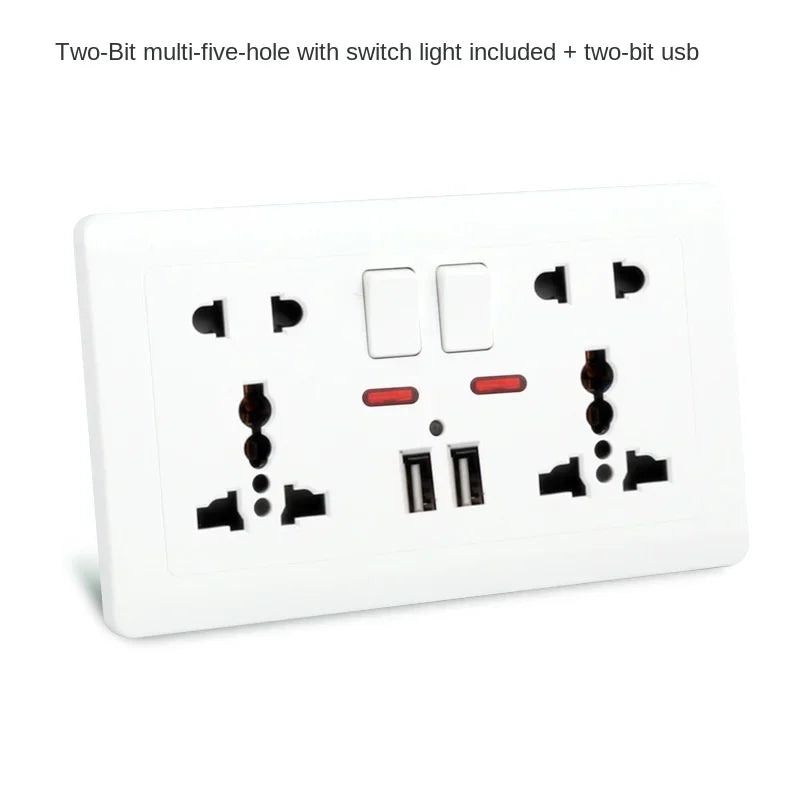 Depoguye UK standard socket panel double 13A with switch double usb one-opening multifunctional eight-hole white wall socket