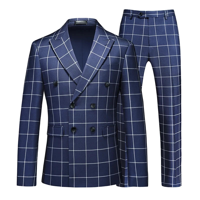 2026 New Men's Striped Red Suit 3-Piece, White Jacket and Pants Vest, Asian Size Available in White/Black, Fashionable Option fo
